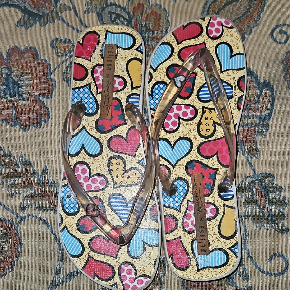 Melissa Red and Blue Sandals with Playful Design